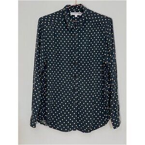 Uniqlo x INES DE LA FRESSANGE PARIS Green polka dot rayon long sleeve shirt